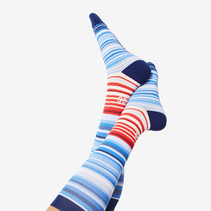 women's Blue Mini-Stripe - Compression Socks